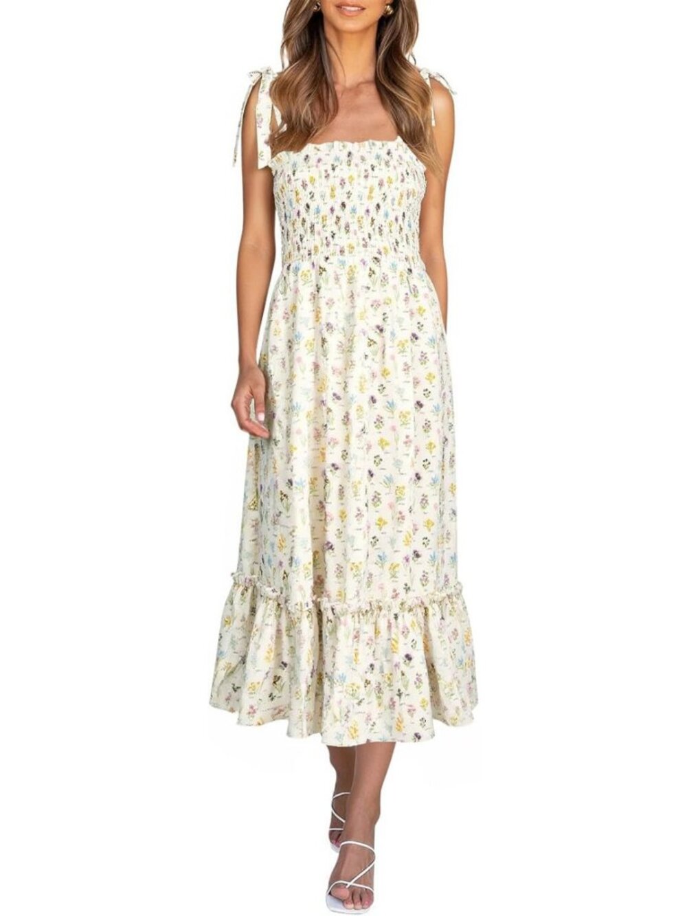 Floral Boho Beach Maxi Dress for Women | Summer Smocked Sundress, Perfect for